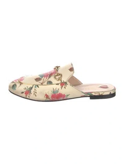 Pre-owned Gucci Horsebit Accent Leather Mules In Neutrals