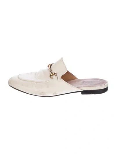 Pre-owned Gucci Horsebit Accent Leather Mules In Neutrals