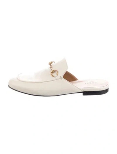 Pre-owned Gucci Horsebit Accent Leather Mules In Neutrals