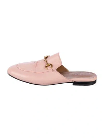 Pre-owned Gucci Horsebit Accent Leather Mules In Pink