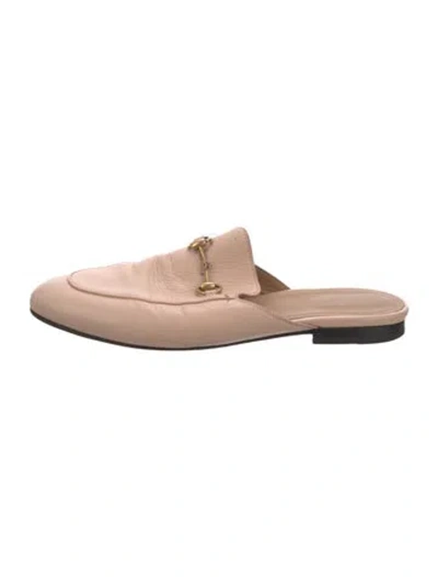 Pre-owned Gucci Horsebit Accent Leather Mules In Pink