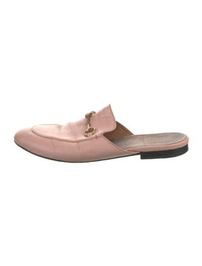 Pre-owned Gucci Horsebit Accent Leather Mules In Pink