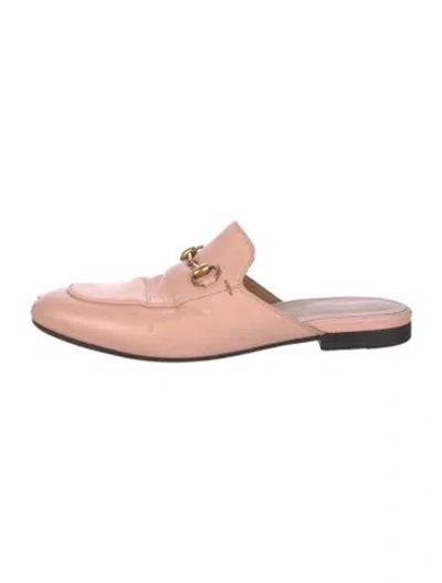 Pre-owned Gucci Horsebit Accent Leather Mules In Pink