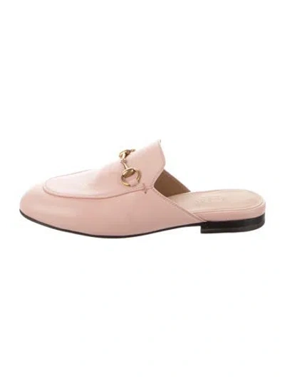 Pre-owned Gucci Horsebit Accent Leather Mules In Pink
