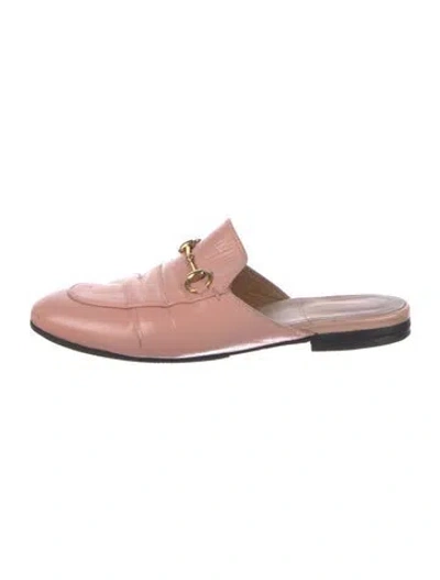 Pre-owned Gucci Horsebit Accent Leather Mules In Pink