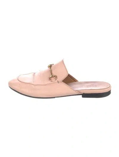 Pre-owned Gucci Horsebit Accent Leather Mules In Pink
