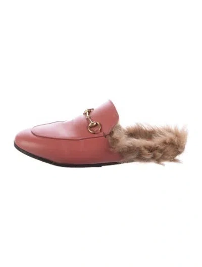 Pre-owned Gucci Horsebit Accent Leather Mules In Pink