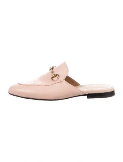 Pre-owned Gucci Horsebit Accent Leather Mules In Pink