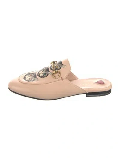Pre-owned Gucci Horsebit Accent Leather Mules In Pink
