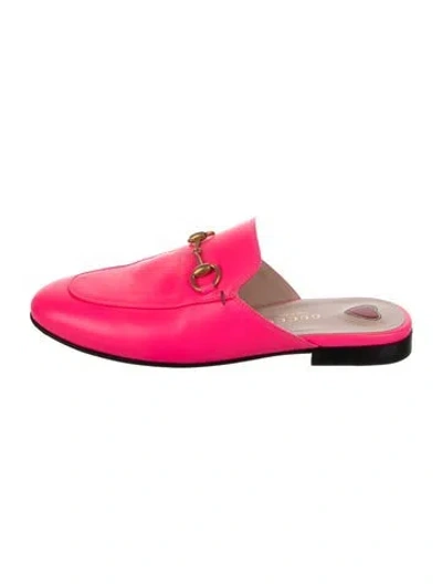 Pre-owned Gucci Horsebit Accent Leather Mules In Pink