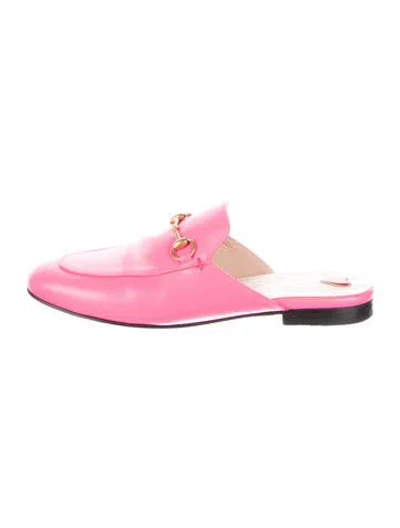 Pre-owned Gucci Horsebit Accent Leather Mules In Pink