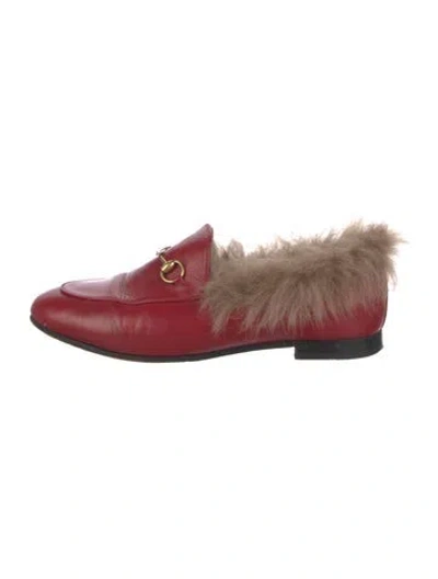 Pre-owned Gucci Horsebit Accent Leather Mules In Red