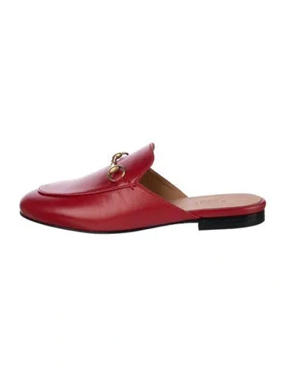 Pre-owned Gucci Horsebit Accent Leather Mules W/ Tags In Red