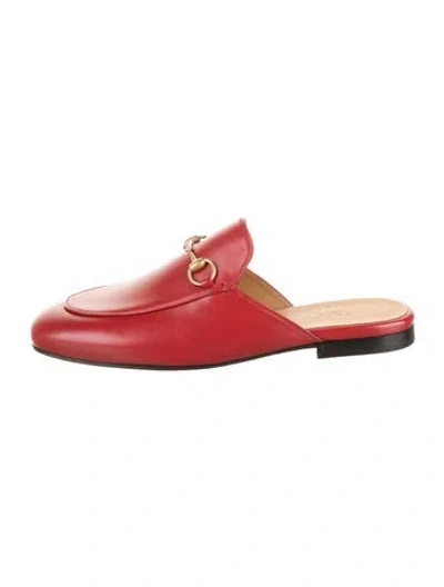 Pre-owned Gucci Horsebit Accent Leather Mules W/ Tags In Red