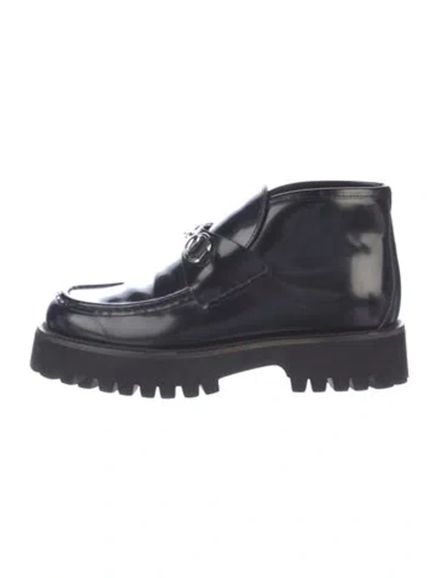 Pre-owned Gucci Horsebit Accent Leather Oxfords In Black