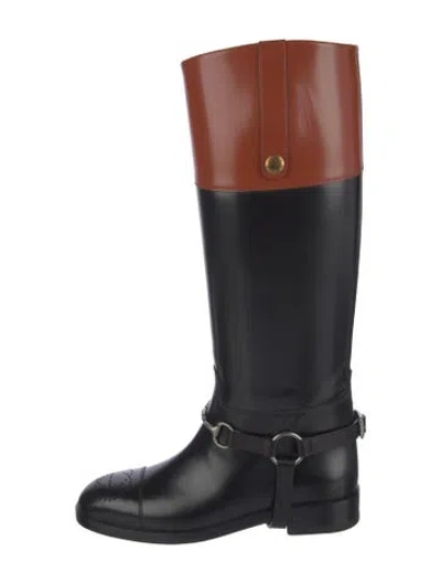 Pre-owned Gucci Horsebit Accent Leather Riding Boots In Multi