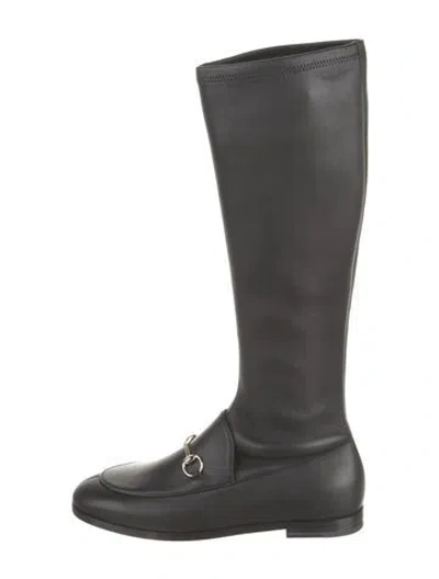 Pre-owned Gucci Horsebit Accent Leather Riding Boots W/ Tags In Black