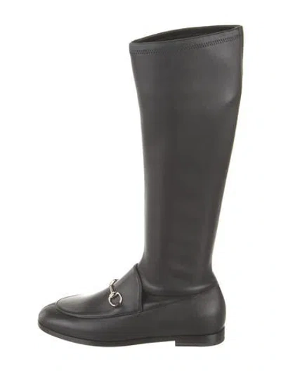 Pre-owned Gucci Horsebit Accent Leather Riding Boots W/ Tags In Black