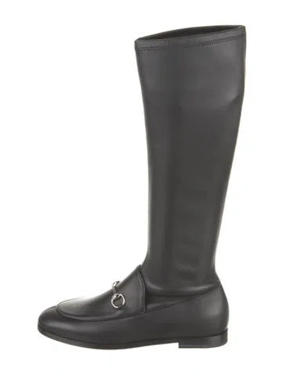 Pre-owned Gucci Horsebit Accent Leather Riding Boots W/ Tags In Black