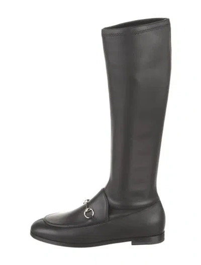 Pre-owned Gucci Horsebit Accent Leather Riding Boots W/ Tags In Black
