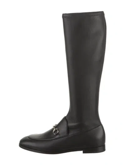Pre-owned Gucci Horsebit Accent Leather Riding Boots W/ Tags In Black