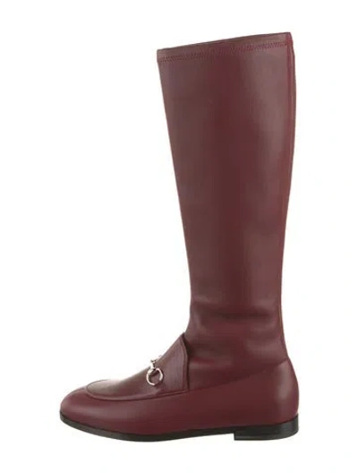Pre-owned Gucci Horsebit Accent Leather Riding Boots W/ Tags In Burgundy
