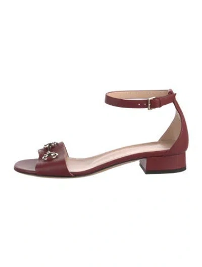 Pre-owned Gucci Horsebit Accent Leather Sandals In Red