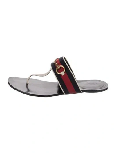 Pre-owned Gucci Horsebit Accent Leather Slides In Multi