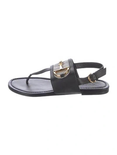 Pre-owned Gucci Horsebit Accent Leather Slingback Sandals In Black