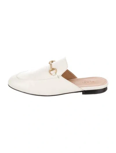 Pre-owned Gucci Horsebit Accent Leather Slippers In Neutral