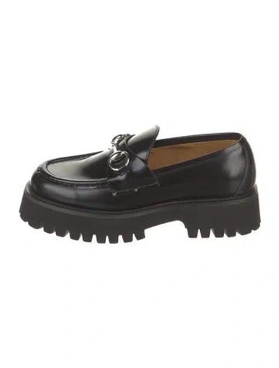 Pre-owned Gucci Horsebit Accent Leather Sneakers In Black