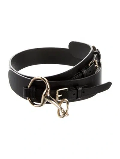 Pre-owned Gucci Horsebit Accent Leather Waist Belt In Black