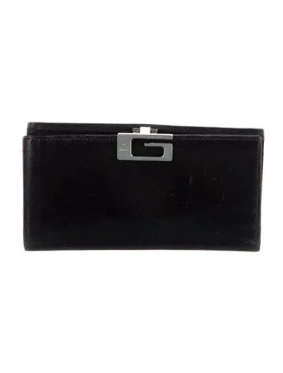 Pre-owned Gucci Horsebit Accent Leather Wallet In Black