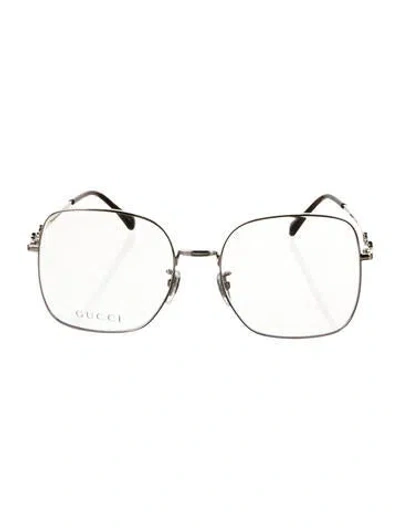 Pre-owned Gucci Horsebit Accent Oversize Eyeglasses In Silver