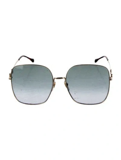 Pre-owned Gucci Horsebit Accent Oversize Sunglasses In Gold