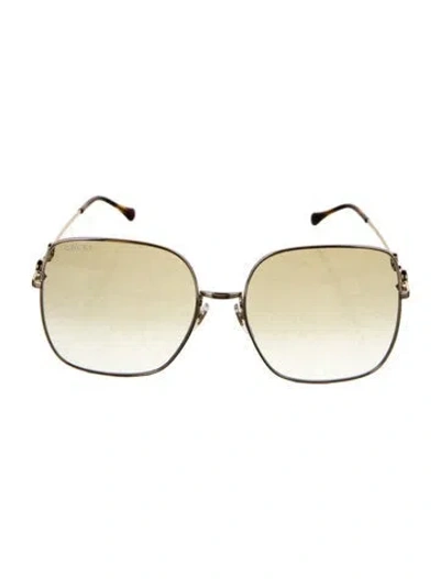 Pre-owned Gucci Horsebit Accent Oversize Sunglasses W/ Tags In Brown