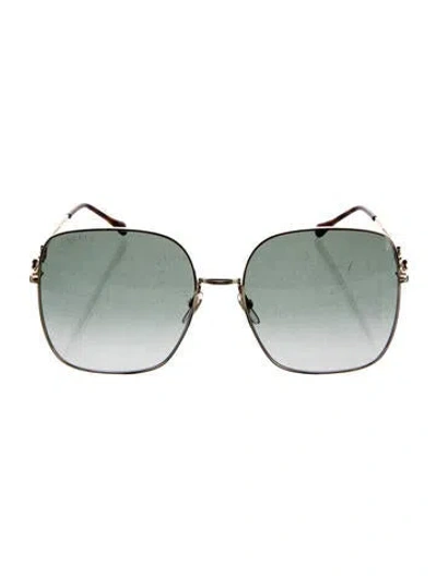 Pre-owned Gucci Horsebit Accent Oversize Sunglasses W/ Tags In Gold