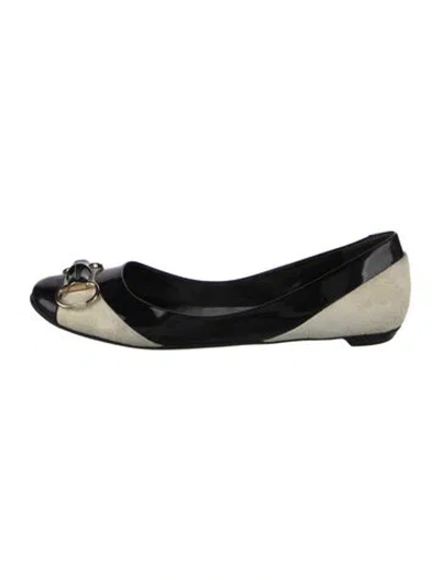 Pre-owned Gucci Horsebit Accent Patent Leather Ballet Flats