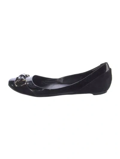 Pre-owned Gucci Horsebit Accent Patent Leather Ballet Flats In Black