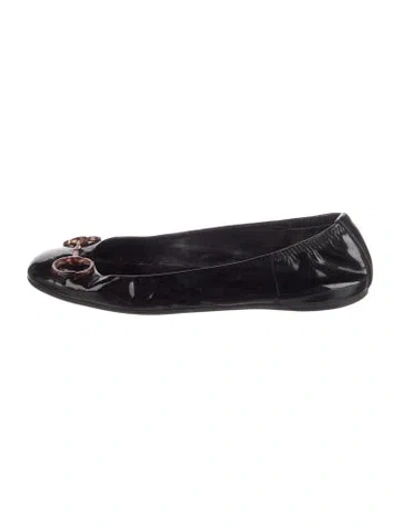 Pre-owned Gucci Horsebit Accent Patent Leather Ballet Flats In Black