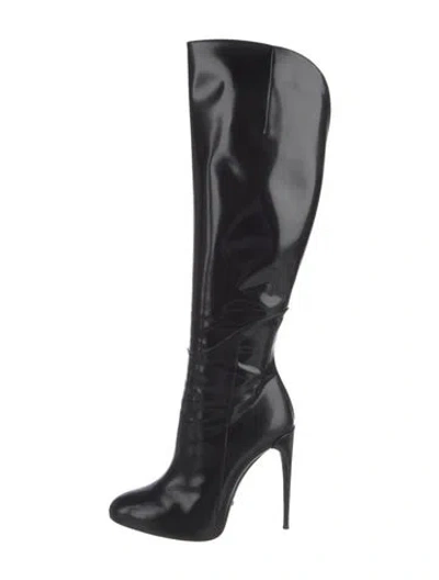 Pre-owned Gucci Horsebit Accent Patent Leather Boots In Black