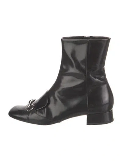 Pre-owned Gucci Horsebit Accent Patent Leather Boots In Black