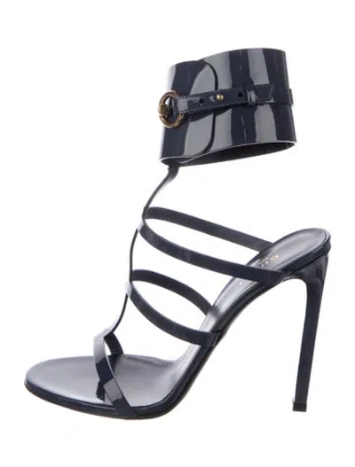 Pre-owned Gucci Horsebit Accent Patent Leather Gladiator Sandals In Blue