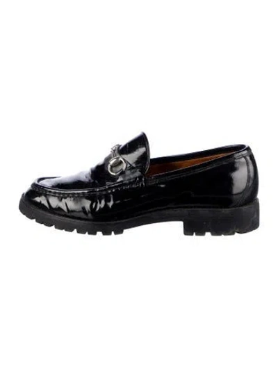 Pre-owned Gucci Horsebit Accent Patent Leather Loafers In Black