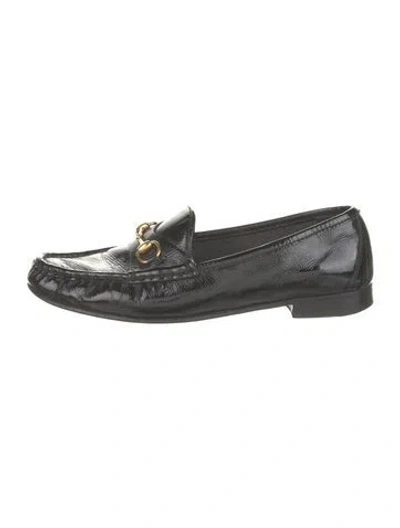 Pre-owned Gucci Horsebit Accent Patent Leather Loafers In Black