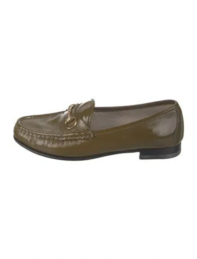 Pre-owned Gucci Horsebit Accent Patent Leather Loafers In Brown