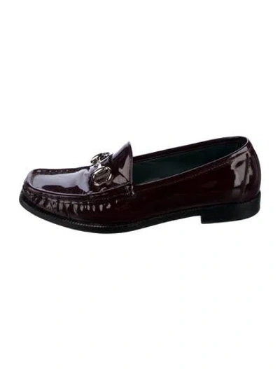 Pre-owned Gucci Horsebit Accent Patent Leather Loafers In Burgundy