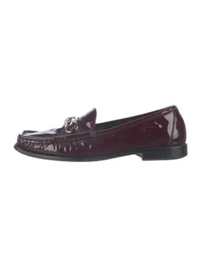 Pre-owned Gucci Horsebit Accent Patent Leather Loafers In Burgundy
