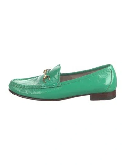 Pre-owned Gucci Horsebit Accent Patent Leather Loafers In Green