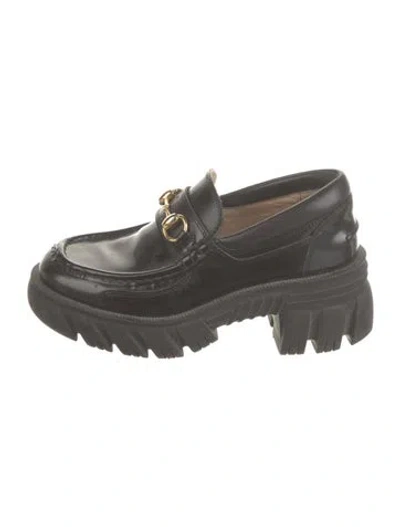 Pre-owned Gucci Horsebit Accent Patent Leather Mules In Black